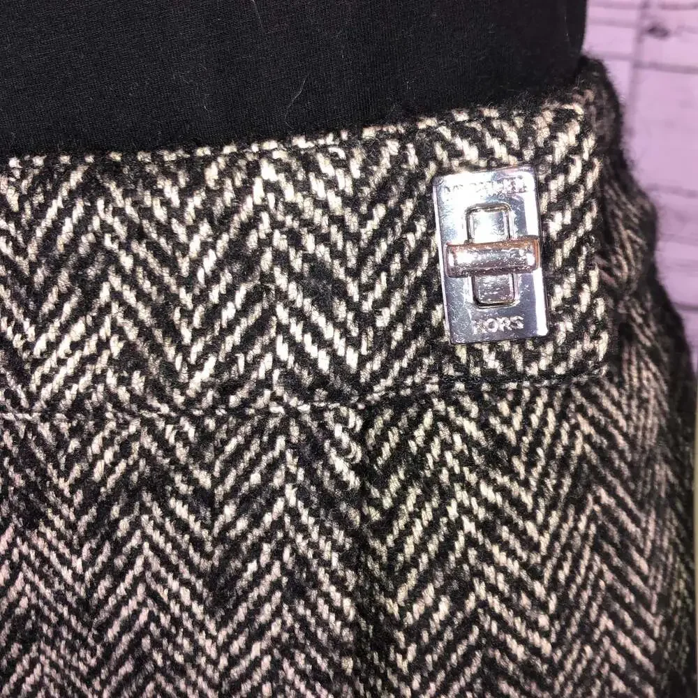 Michael Kors Herringbone Wrap Skirt black & white silver hard wear size 12